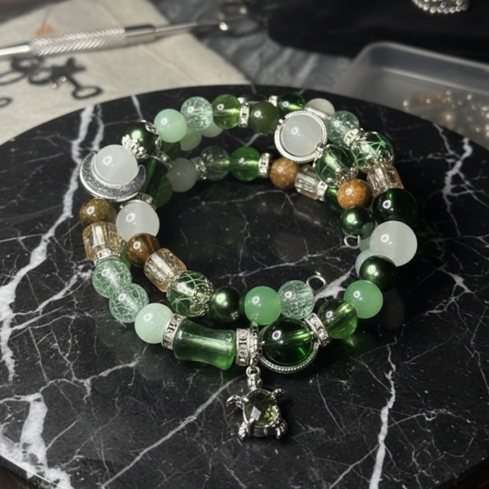 Sterling Silver Turtle Charm Wire Bracelet